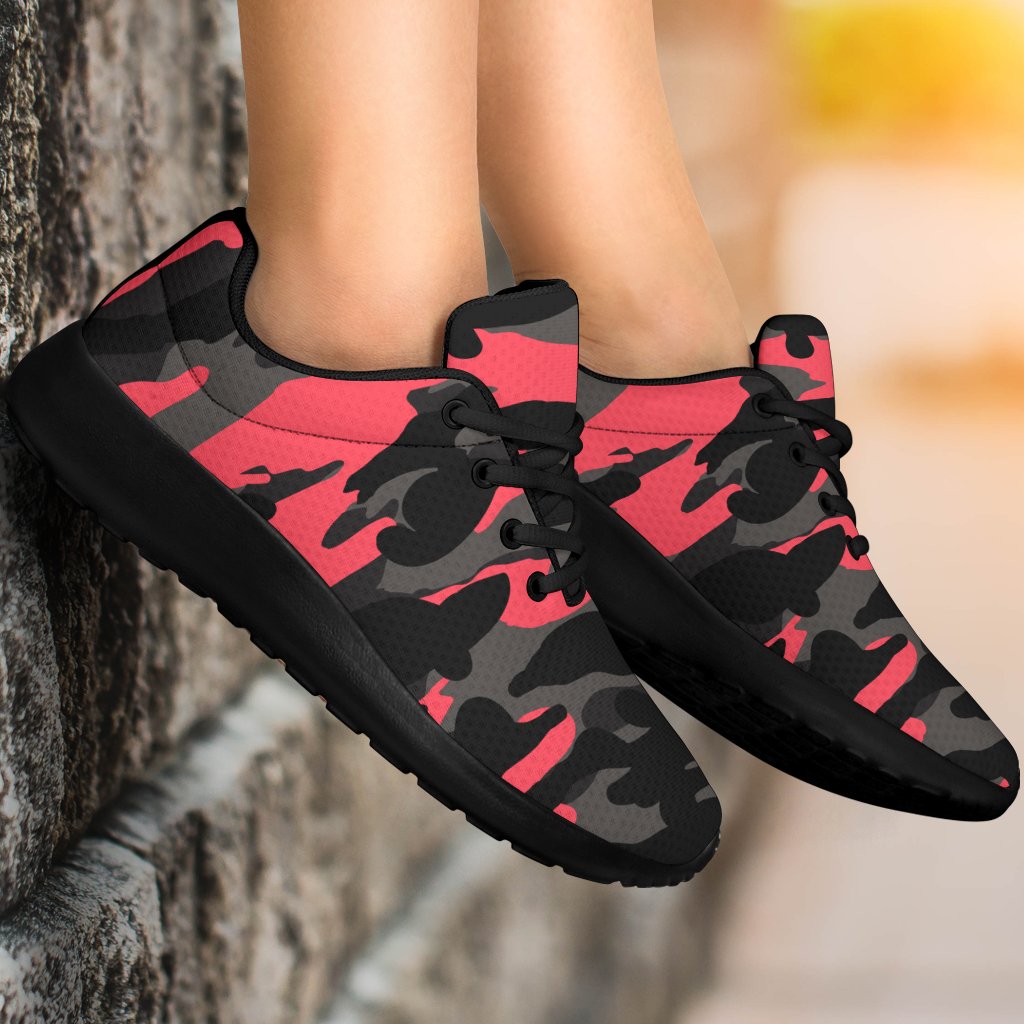 Black And Pink Camouflage Print Sport Shoes GearFrost