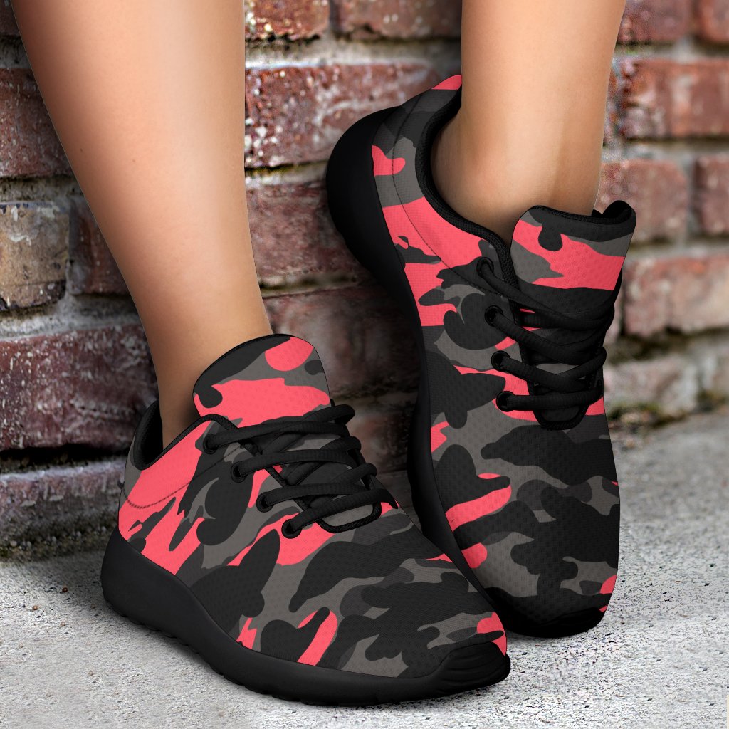 Black And Pink Camouflage Print Sport Shoes GearFrost