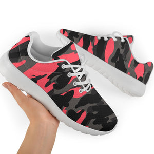 Black And Pink Camouflage Print Sport Shoes GearFrost