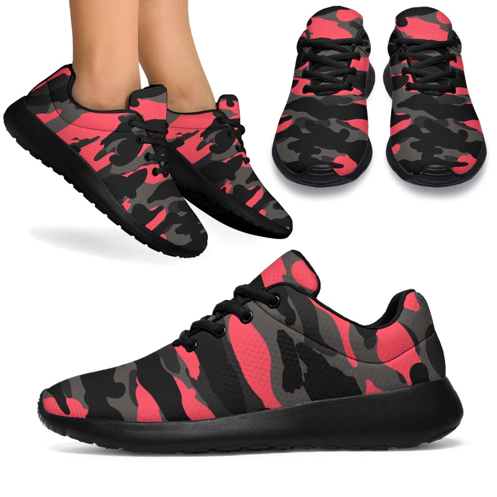 Black And Pink Camouflage Print Sport Shoes GearFrost