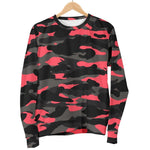 Black And Pink Camouflage Print Women's Crewneck Sweatshirt GearFrost
