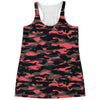 Black And Pink Camouflage Print Women's Racerback Tank Top