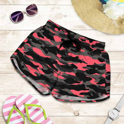 Black And Pink Camouflage Print Women's Shorts