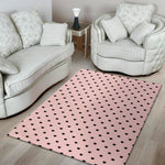 Black And Pink Cat Pattern Print Area Rug