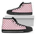 Black And Pink Cat Pattern Print Black High Top Sneakers