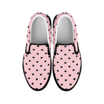 Black And Pink Cat Pattern Print Black Slip On Shoes