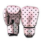 Black And Pink Cat Pattern Print Boxing Gloves