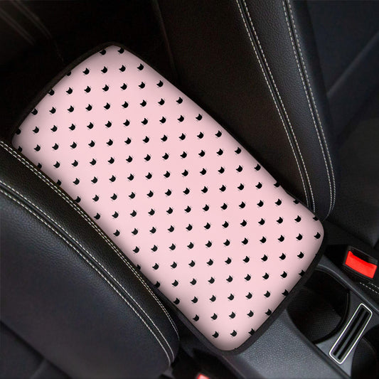 Black And Pink Cat Pattern Print Car Center Console Cover