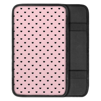 Black And Pink Cat Pattern Print Car Center Console Cover
