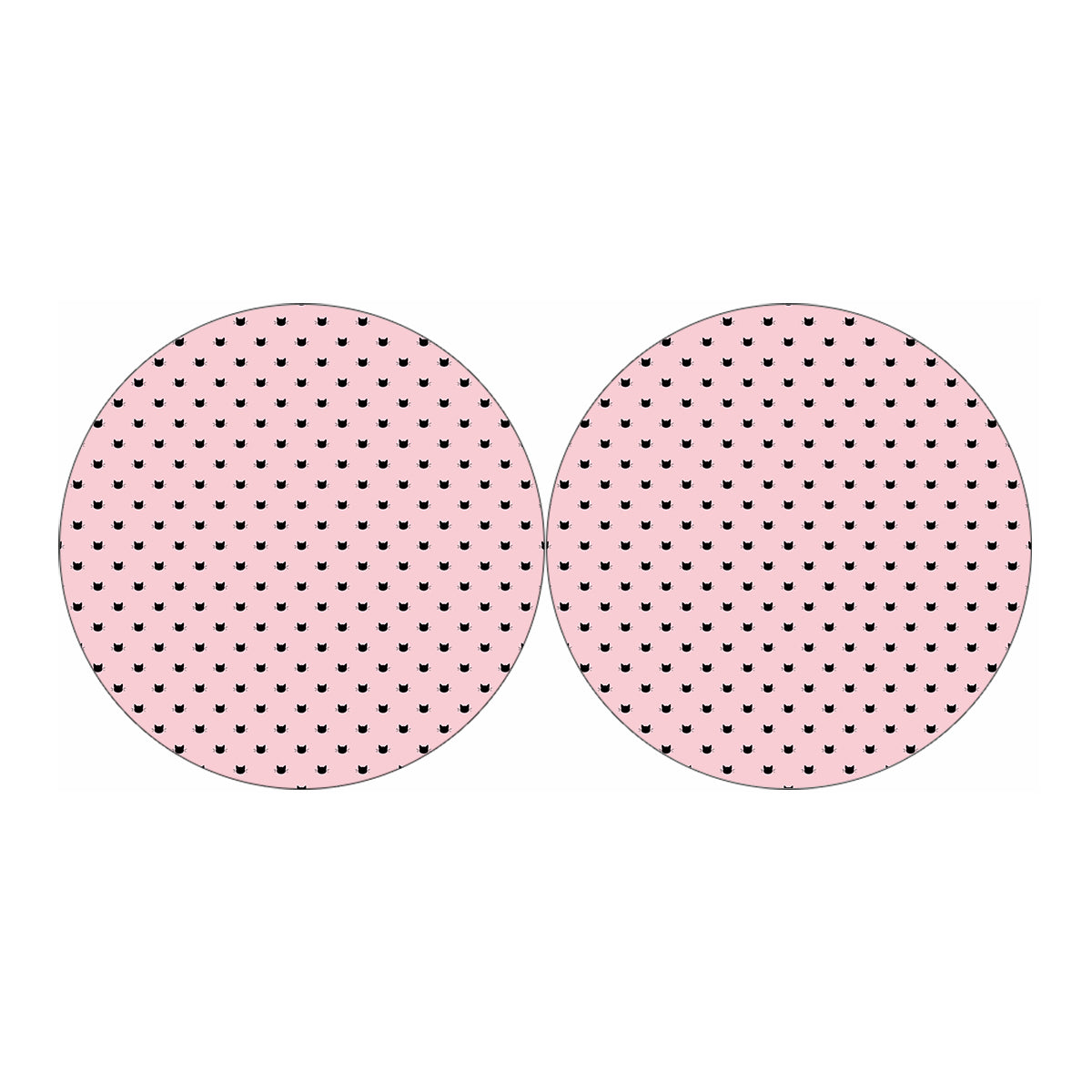 Black And Pink Cat Pattern Print Car Coasters