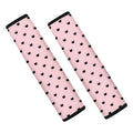 Black And Pink Cat Pattern Print Car Seat Belt Covers