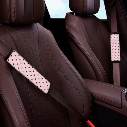 Black And Pink Cat Pattern Print Car Seat Belt Covers