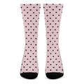 Black And Pink Cat Pattern Print Crew Socks