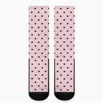 Black And Pink Cat Pattern Print Crew Socks