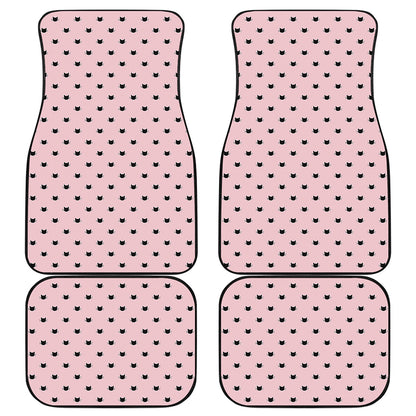 Black And Pink Cat Pattern Print Front and Back Car Floor Mats