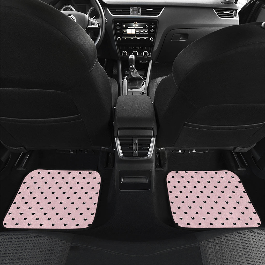 Black And Pink Cat Pattern Print Front and Back Car Floor Mats