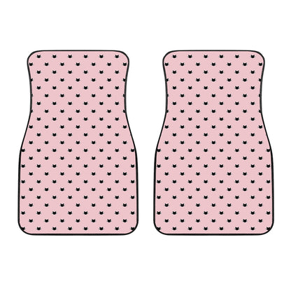 Black And Pink Cat Pattern Print Front Car Floor Mats