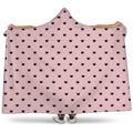 Black And Pink Cat Pattern Print Hooded Blanket