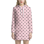 Black And Pink Cat Pattern Print Hoodie Dress