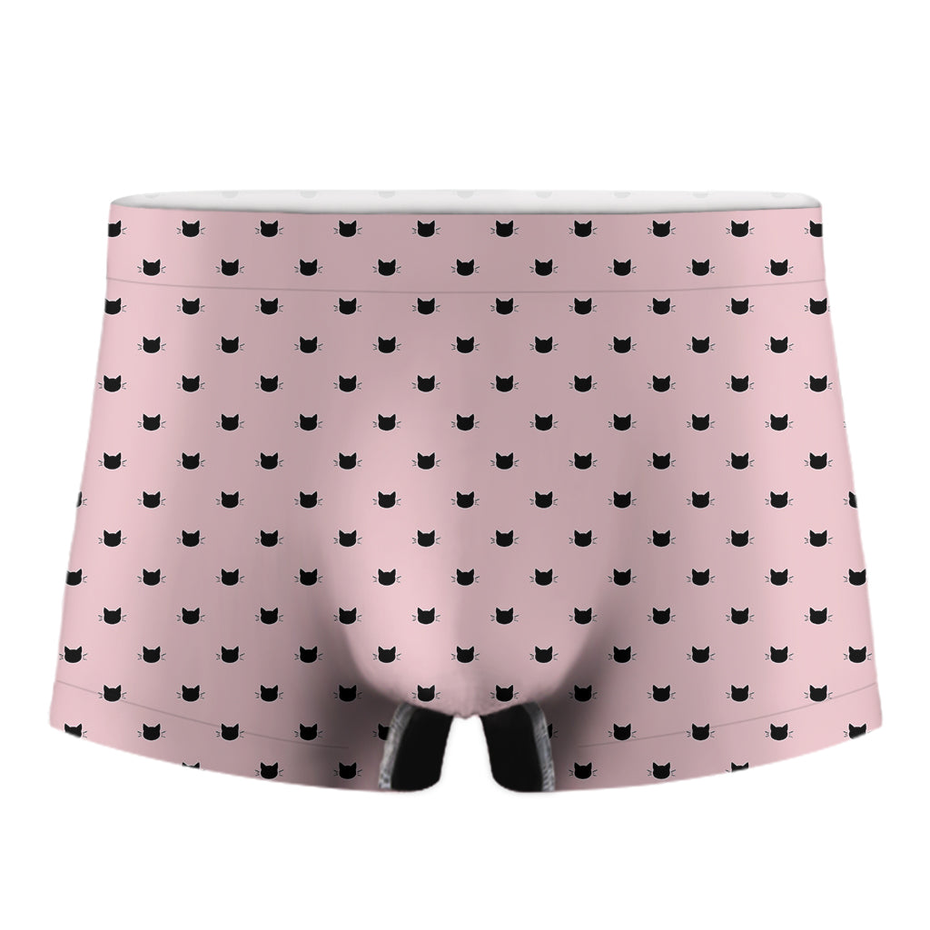 Black And Pink Cat Pattern Print Men's Boxer Briefs