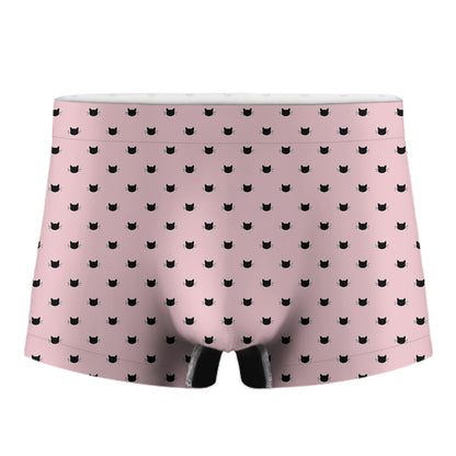 Black And Pink Cat Pattern Print Men's Boxer Briefs