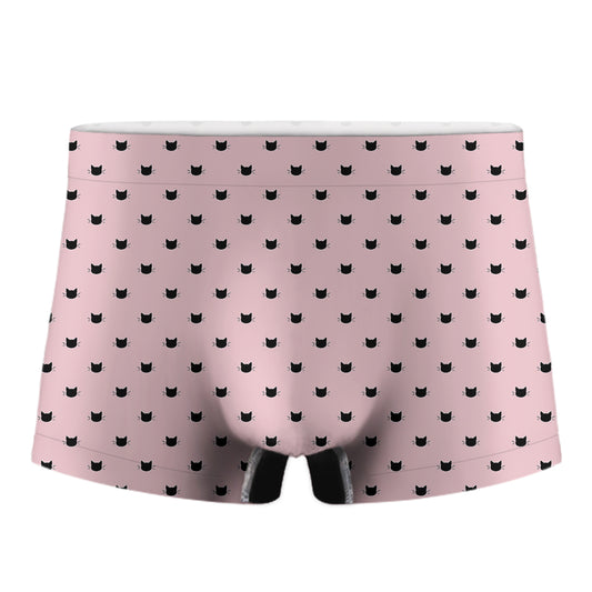 Black And Pink Cat Pattern Print Men's Boxer Briefs