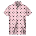 Black And Pink Cat Pattern Print Men's Short Sleeve Shirt