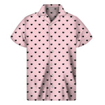 Black And Pink Cat Pattern Print Men's Short Sleeve Shirt