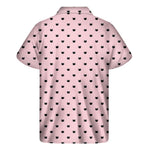 Black And Pink Cat Pattern Print Men's Short Sleeve Shirt