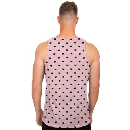 Black And Pink Cat Pattern Print Men's Tank Top