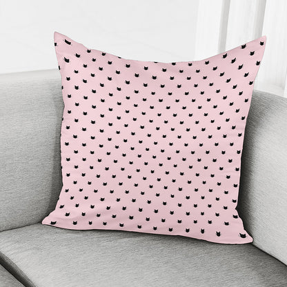 Black And Pink Cat Pattern Print Pillow Cover