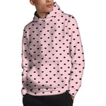 Black And Pink Cat Pattern Print Pullover Hoodie