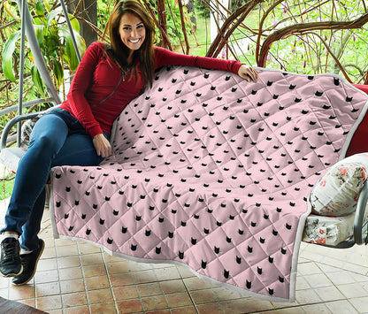 Black And Pink Cat Pattern Print Quilt