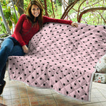 Black And Pink Cat Pattern Print Quilt