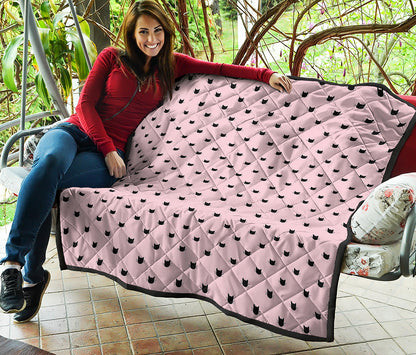 Black And Pink Cat Pattern Print Quilt