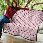 Black And Pink Cat Pattern Print Quilt