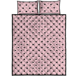 Black And Pink Cat Pattern Print Quilt Bed Set