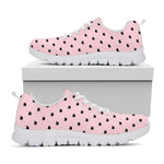 Black And Pink Cat Pattern Print White Sneakers
