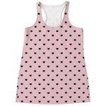 Black And Pink Cat Pattern Print Women's Racerback Tank Top