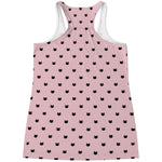 Black And Pink Cat Pattern Print Women's Racerback Tank Top