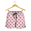 Black And Pink Cat Pattern Print Women's Shorts