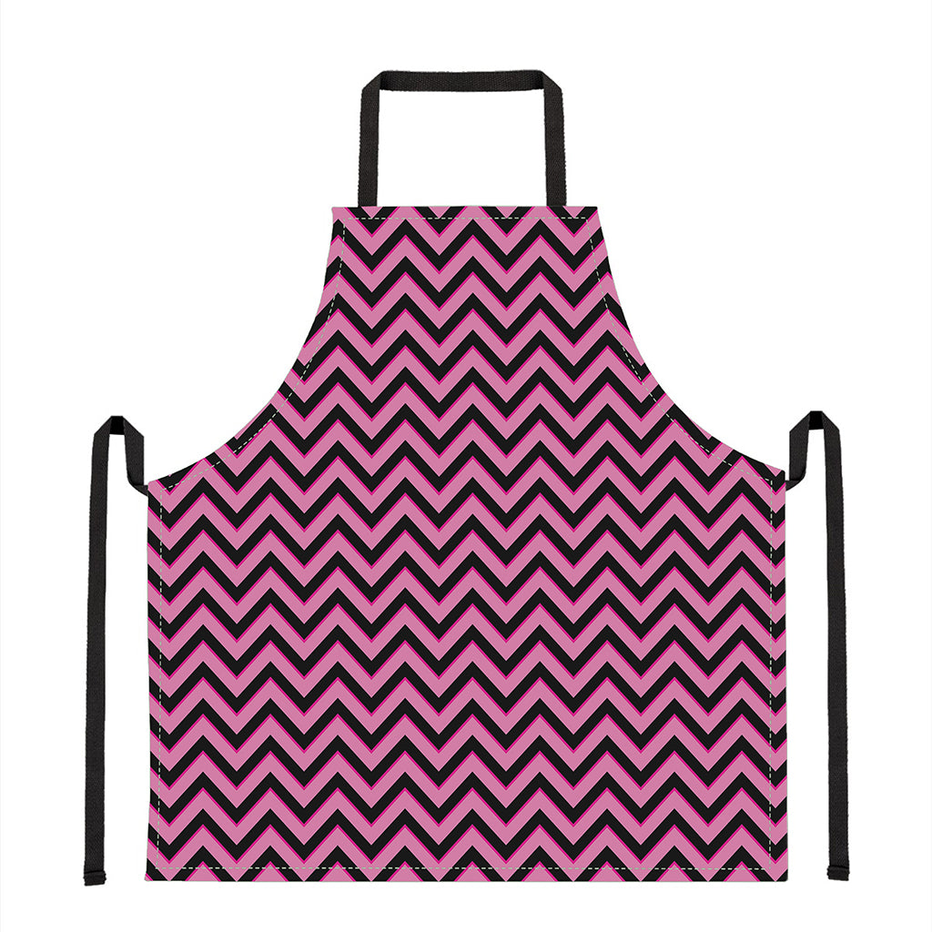 Black And Pink Chevron Pattern Print Apron