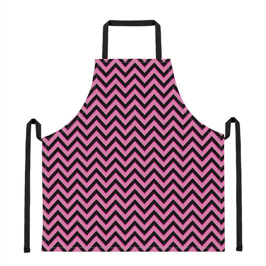 Black And Pink Chevron Pattern Print Apron
