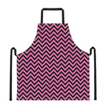 Black And Pink Chevron Pattern Print Apron