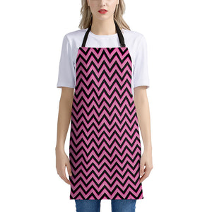 Black And Pink Chevron Pattern Print Apron