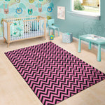 Black And Pink Chevron Pattern Print Area Rug