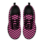 Black And Pink Chevron Pattern Print Black Sneakers