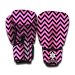Black And Pink Chevron Pattern Print Boxing Gloves