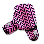 Black And Pink Chevron Pattern Print Boxing Gloves