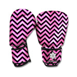 Black And Pink Chevron Pattern Print Boxing Gloves
